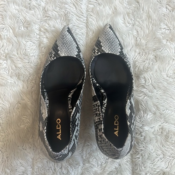 Aldo Black and White Snake Print Heels - Picture 4 of 5